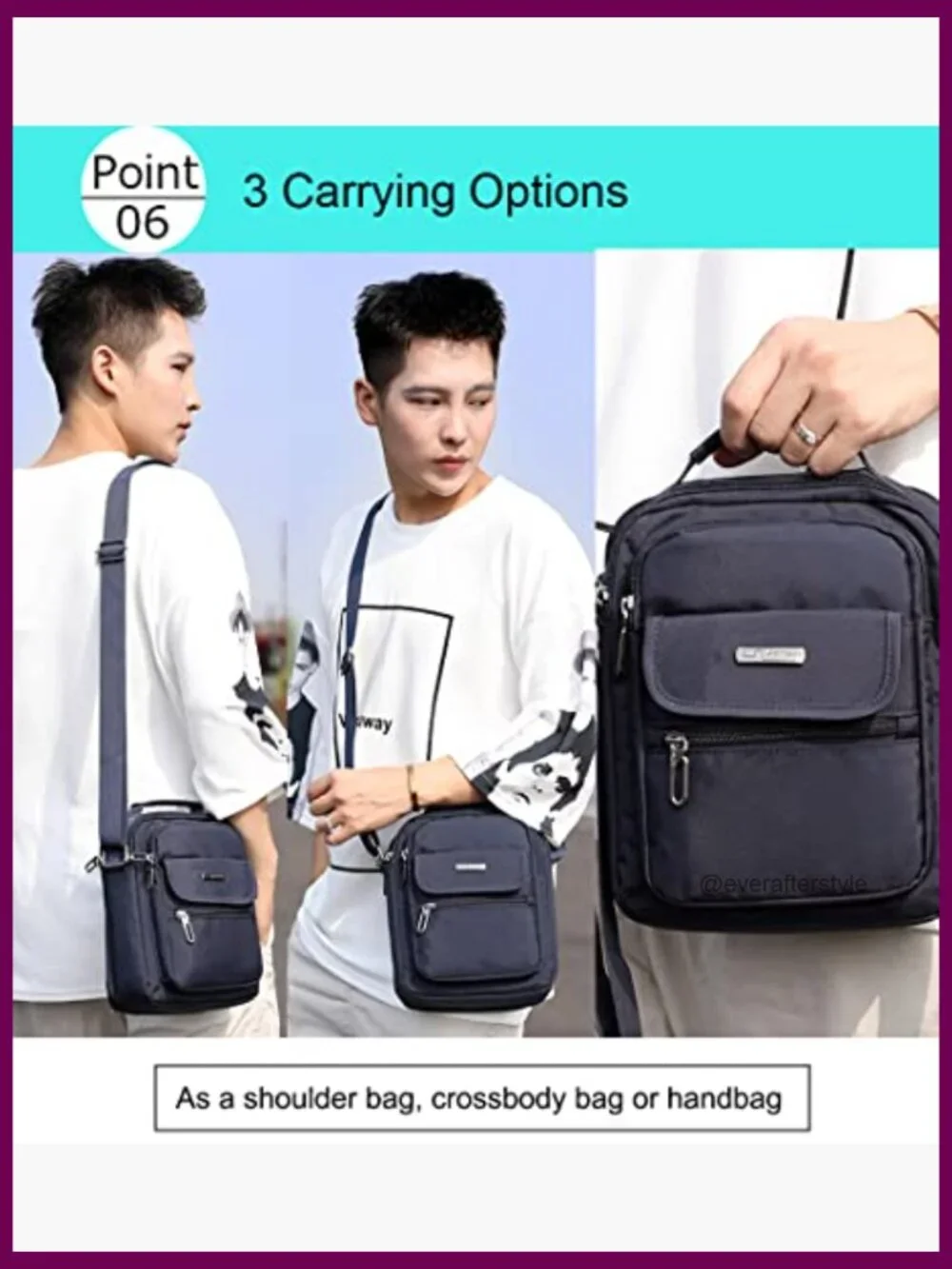 Men's Nylon Messenger Bag Crossbody Shoulder Bag Waterproof Lightweight Travel